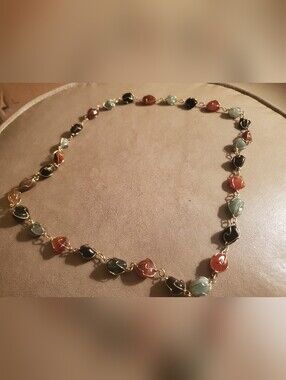 Multicolor Stone Link Necklace - Elegant Women’s Jewelry